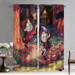 Užuolaidos užtemdymui 2 kambariui Panel Gravity Falls Namo interjero užuolaidos kameros pertvarai Helovinas dekoravimas &scaron;e&scaron;ėliai Gyvenimas W50xH70cmx2pcs-CL