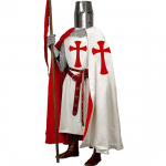 Vyri&scaron;kas viduramžių apsiaustas ir tamplierių tunika, riterio kostiumas, Helovinui, medvilninis apsiaustas su gobtuvu, rankų darbo viduramžių suknelė, renesanso stiliaus, LAPR SCA 5XL balta