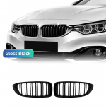 Automobilio priekinio buferio grotelių lenktyninės grotelės, skirtos BMW 4 serijai F32 F33 F36 M3 F80 M4 F82 12-18 Dviejų lentjuosčių blizgios juodos spalvos priedai