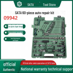 Shida Tools 09942: 60 dalių greito remonto automobilių priežiūros reketinis veržliaraktis ir lizdų rinkinys 60-piece auto repair kit