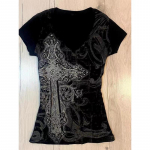 Juodos raidės gotikiniai seksualūs gotikiniai grafiniai mar&scaron;kinėliai vintažiniai moteri&scaron;ki 90-ųjų drabužiai Y2k trumpas vir&scaron;us gatvės drabužiai mar&scaron;kinėliai subkultūros mar&scaron;kinėliai pankų M