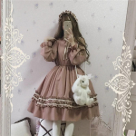 Retro Saldžios Lolitos Suknelės Vintage Retro &Scaron;ventės Moteri&scaron;ka Suknelė Kaspinė Miela Cosplay Suknelė One Size chaki