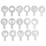 16 vnt. kavos trafaretų daugiafunkciniai torto dekoravimo trafaretai, skirti &bdquo;pasidaryk pats&ldquo; kavos torto fondanto &scaron;okoladui L