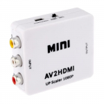 RCA AV į HDMI keitiklio adapteris Mini Composite CVBS į HDMI AV2HDMI konverteris 1080P baltas