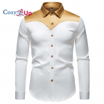 Jaukūs nauji vyri&scaron;ki satininiai lygūs ilgomis rankovėmis mar&scaron;kiniai, madingi prabangūs spalvoti smokingo mar&scaron;kiniai, vestuvių, vakarėlio, i&scaron;leistuvių, laisvalaikio mar&scaron;kiniai, verslo stiliaus S balta