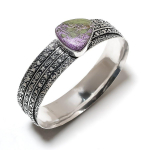 Purpurite Gemstone Handmade 925 Sterling Silver Cuff Bangle 7.5 q2r79