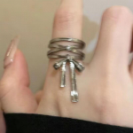 Eleganti&scaron;kas baleto kaspinas žiedas moterims mergaitėms lengvos prabangos saldus kaspinėlis reguliuojami atviri žiedai papuo&scaron;alų aksesuarai dovana juoda