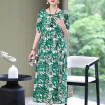 Moteri&scaron;ka suknelė Vasariniai senoviniai rūbai Laisvalaikio suknelė trumpomis rankovėmis, ilga suknelė moterims, vasaros apranga 4XL