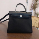 2025 / Nauja kolekcija 2531 Odinis su drobe ir odiniu krep&scaron;iu Rankinė su vienu pečiu, natūralios odos rankinė su medžiaginiu krep&scaron;iu 25x10x23cm