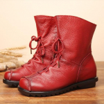 Natūralios odos pliu&scaron;iniai moteri&scaron;ki trumpi batai Retro laisvalaikio rudens žiemos moteri&scaron;ki batai vandeniui atsparūs odiniai &scaron;ilti sniego batai 35