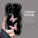 Mielas animacinio ra&scaron;to kreminės tekstūros korpusas, banguotas kra&scaron;tas, mink&scaron;tas silikoninis dangtelis, skirtas Samsung Samsung M32 5G balta