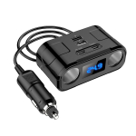 Automobilinio lizdo skirstytuvas ki&scaron;tukas LED PD QC3.0 USB greitas įkroviklis 4 lizdų lizdas 12V/24V su voltmetru ilgintuvu juoda
