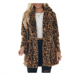 Rudens žiemos moteri&scaron;kas paltas Storas pliu&scaron;inis leopardo ra&scaron;to atvartas ilgomis rankovėmis, atsparus vėjui, atsparus &scaron;alčiui, vidutinio ilgio ki&scaron;enės. 5XL chaki