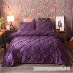 Auk&scaron;tos kokybės patalynės užvalkalų rinkinys su rankomis susuktais ta&scaron;keliais, vientisos spalvos antklodės užvalkalas 200*230 (three-piece set) violetinė