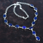 Fasetuotas mėlynas safyras karoliai brangakmenis rankų darbo karoliai gimimo akmens papuo&scaron;alai 925 sterlingų sidabro reguliuojamo ilgio grandinėlės karoliai dovanos motinai Adjustable