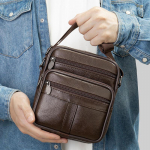 Naujas Natūralios Odos Vyri&scaron;kas Vertikalus Krep&scaron;ys per Petį I&scaron; Auk&scaron;čiausios Kokybės Odos Kasdienis Krep&scaron;ys per Petį su Reguliuojamu Dirželiu Verslo Keliautojui Odinis Vyri&scaron;kas Krep&scaron;ys per Petį 16*5*19cm