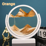 3D judantis smėlis meno paveikslėlis smėlio laikrodis baltas rėmelis, pasukamas apvalus stiklas, giliavandenis smėlio peizažas, greito smėlio smėlio stiklas, namų dekoro dovanos 8 inch (20x21cm) oranžinė