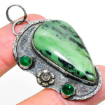 Ruby in Zoisite, Diopside Ethnic 925 Silver Jewelry Pendant 2.32 l9b27