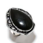 Black Obsidian Handmade 925 Sterling Silver Jewelry Ring Size 6 a4e96