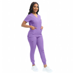 Stretch Scrubs Moterų rinkinys Slaugos uniformos Klinikinių &scaron;veitimų rinkinys Slaugytoja Dulkėms atsparus Darbo Drabužiai Medicininiai &scaron;veitikliai Top+ Jogger Pants XL