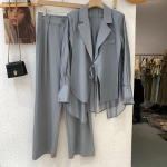 Vasaros tu&scaron;čiaviduriai &scaron;ifono mar&scaron;kiniai su apsauga nuo saulės, &scaron;varkas, plačios kelnės, dviejų dalių komplektas, eleganti&scaron;kas moteri&scaron;kų kelnių komplektas, biuro apranga M