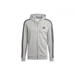 Adidas Essentials Fleece Three Stripes Full Zip vyri&scaron;ki džemperiai su gobtuvu, pilki GK9034 XXL