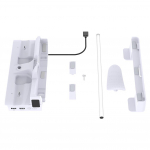 RGB Horizontalus konsolės stovas su au&scaron;inimo ventiliatoriumi Stotis PS5 PRO/Slim Dvigubų valdiklių įkrovimo stovas Konsolės ausinių laikiklis balta