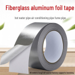 Stiklo pluo&scaron;to aliuminio folijos juosta - 0,15 mm storio, atspari liepsnai, atspari kar&scaron;čiui, vandeniui, atspari ply&scaron;imui, izoliuojanti. 1cm width * 20m length