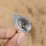 Dovana Jai 925 Sidabras Natūralus Rodonito Brangakmenis Daugiaakmenis Reguliuojamas Žiedas Yes