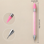 Dvigubos galvutės Nail Art Pen Nail Picker Wax Pen Gel UV Brush Pasidaryk pats manikiūras Nagų dailės įrankiai Silikoninės galvutės drožyba rožinė