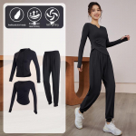 Moteri&scaron;kas greitai džiūstantis ilgomis rankovėmis fitneso ir jogos rinkinys: Bėgiojimui, Pilates, Kūno formavimui skirtas vir&scaron;us pavasariui ir rudeniui M (95-105 jin)