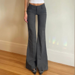 Laisvalaikio Pagrindinės Vienspalvės Tiesaus Kirpimo Kostiuminės Kelnės Biuro Eleganti&scaron;kos Slim Fit Žemo Liemens Plačios Kelnės L pilka