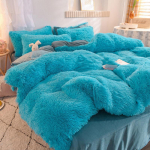 Sutir&scaron;tintos &scaron;iluminės audinės vilnos pliu&scaron;inis vienspalvis keturių dalių komplektas Crystal Fleece Koralų vilnos patalynės kelių dalių komplektas 1.5m bed