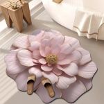 3D Gėlių Kilimas Sugeriantis Grindų Kilimėlis Svetainei Persirengimo Kambariui Neslystantis Grindų Kilimėlis Miegamajam Lovos &Scaron;oninis Kilimas 80*80cm