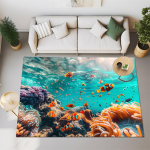 3D Jūros Žuvys Vėžliai Didelis Kilimas Miegamajam Svetainei Super Mink&scaron;tas Sugeriantis Kempinė Vonios Kambario Grindų Kilimėlis Mielas Tualeto Kilimėlis Neslidus 120x160cm 1pcs
