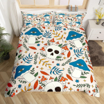 Gotikinė Kaukolės Patalynės Komplektas Karali&scaron;ko Dydžio Karalienės Dydžio Bohemi&scaron;kas Skeletas Saulė Antklodės Užvalkalas Trippy Grybų Antklodės Užvalkalas Gėlės Augalo Dygsniuotas Užvalkalas EU single(135x200cm)