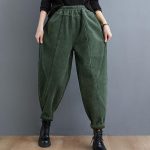 2024 m. moteri&scaron;kos didelių dydžių velvetinės haremo kelnės - violetinės, pastorintas aksomas, elastinis liemuo, pavasariui, rudeniui, žiemai. 4XL