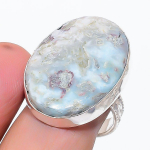 Natural Larimar Gemstone Handmade 925 Sterling Silver Jewelry Ring Size 9 s0j53