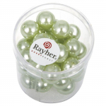Perle verre Vert tilleul Renaissance 10mm 35 pi&egrave;c.