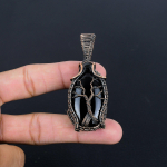 Juodo onikso papuo&scaron;alai, 925 prabos sidabro pakabukas, rankų darbo papuo&scaron;alai su brangakmeniais, dovanos žmonai, visi&scaron;kai naujas pakabukas 2.55 Inches