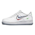 Nike Air Force 1 Low GS Daugiaspalvis Swoosh Vaikams Sportbačiai Balti Aliuminio-Mėlyni Juodi DM9473-100 37.5 white