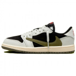 Travis Scott x Air Jordan 1 Retro Low OG SP PS Olive Kids Sneakers White Sail University-Red DZ5909-106 32 black
