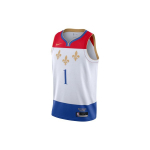 Nike NBA New Orleans Pelicans Zion Williamson Nr. 1 prakaitą praleidžiantys krep&scaron;inio mar&scaron;kinėliai, Swingman Edition, 2020-2021 m. sezono vyri&scaron;ki mar&scaron;kinėliai, balti CN1747-105 M