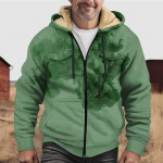 Vyri&scaron;ka dviguba striukė su pastorintu sagu su ki&scaron;eniniu medvilniniu įdėklu L žalia