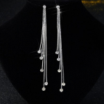 1vnt moteri&scaron;ki linijiniai ilgi kutai Diamante Dangle Party Auskarai sidabras