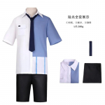 Anime Link Click Lucas Cosplay Kostiumas Skrybėlė Balta Trumpa Lu Guang Mėlynas Mar&scaron;kinėlis Kelnės Skrybėlė Pilnas Komplektas Kasdieniniai Drabužiai Helovino Kostiumas 2XL 60-65kg