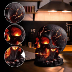 Magmos Akmens Kaukolės Dekoracija Kaukolės Stalo Lempa Su Siaubingu LED &Scaron;viesos Halloween Vakarėliui Židinio Dekoras Unikalus Kambario Akcentas Uždegti B