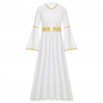 Mergaičių Angelo Cosplay Kostiumas Angelo Suknelė Ilgomis Rankovėmis Auksinė Apdaila Lopininė Suknelė Cosplay Vakarėlis Scenos Pasirodymas 9-10 Years balta