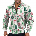 Vyri&scaron;kas su atverčiama apykakle, ilgomis rankovėmis, pusiau užtraukiamas su gobtuvu XXL žalia