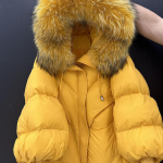 Žieminė kailinė pūkinė striukė su gobtuvu moterims, sutir&scaron;tintas &scaron;iltas paltas su rankovėmis, pūkinis vidutinio ilgio S